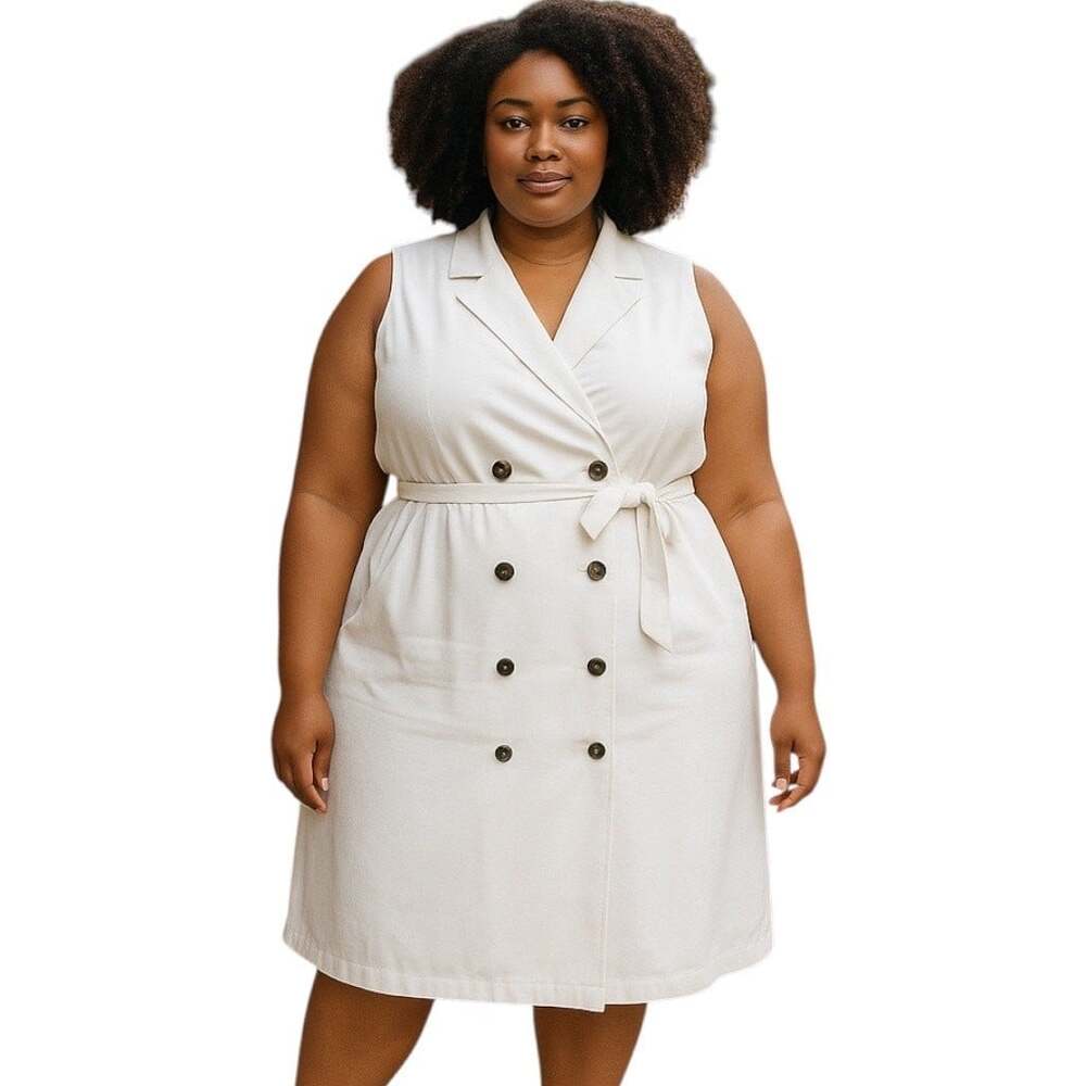Soncy Women's White In The Trenches Double Breasted Jacket Dress Size 0X